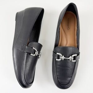 Baretraps Caddie Loafers Womens 9.5M Black Low Wedge Man Made NEW